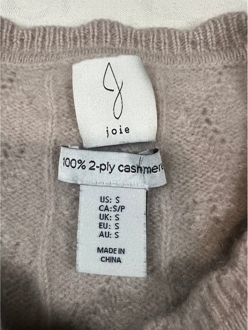 Joie 100% 2 Ply Cashmere Blush Pink Ribbed Cuffs and Hem Crewneck Small Sweater - Picture 2 of 6